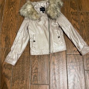 Jessica Simpson Metallic Kids Jacket with Faux Fur